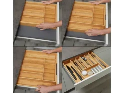 SOTECH ORGA-BOX UNIVERSAL Besteckkasten Aus Bambus Verstellbar Für Schrankbreite 500 - 600 mm Höhe 65 mm bis 7 Fächer