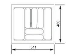 SOTECH Orga-Box VIII Besteckeinsatz 511 x 480 x 55 mm Lavagrau mit Perlstruktur Für 60er Schränke in Häcker Küchen