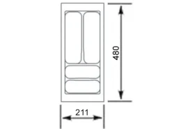 SOTECH Orga-Box VIII Besteckeinsatz 211 x 480 x 55 mm Lavagrau mit Perlstruktur Für 30er Schränke in Häcker Küchen