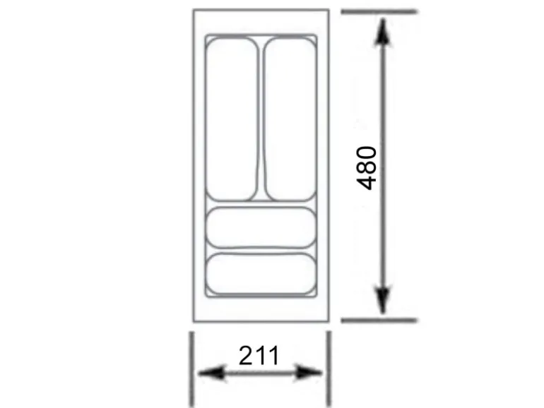 SOTECH Orga-Box VIII Besteckeinsatz 211 x 480 x 55 mm Lavagrau mit Perlstruktur Für 30er Schränke in Häcker Küchen