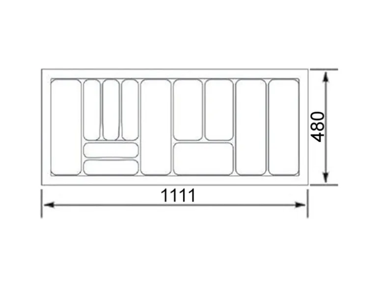 SOTECH Orga-Box VIII Besteckeinsatz 1111 x 480 mm Champagner mit Perlstruktur Für 120er Schränke in Häcker Küchen