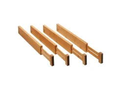 SOTECH 4-Teiliges ORGA-BOX Bambus Schubladen Trennsystem 430 bis 556 mm Höhe 63 mm mit Federmechanismus