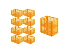 SparSet 10 x Eurobehälter Bäcker- und Konditorenkasten HxBxT 34,9 x 40 x 60 70 Liter Gelb-Orange Brötchenkiste Sstapelbare Bäckerkiste