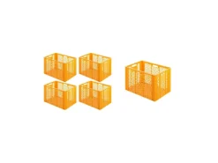 SparSet 5 x Eurobehälter Bäcker- und Konditorenkasten HxBxT 42,1 x 40 x 60 85 Liter Gelb-Orange Brötchenkiste Sstapelbare Bäckerkiste