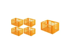 SparSet 5 x Eurobehälter Bäcker- und Konditorenkasten HxBxT 34,9 x 40 x 60 70 Liter Gelb-Orange Brötchenkiste Sstapelbare Bäckerkiste