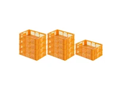 SparSet 10 x Eurobehälter Bäcker- und Konditorenkasten HxBxT 17,1 x 40 x 60 33 Liter Gelb-Orange Brötchenkiste Sstapelbare Bäckerkiste