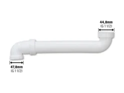 Spültisch-Raumsparablaufbogen 44,8 mm (G 1 1/2) Weiß
