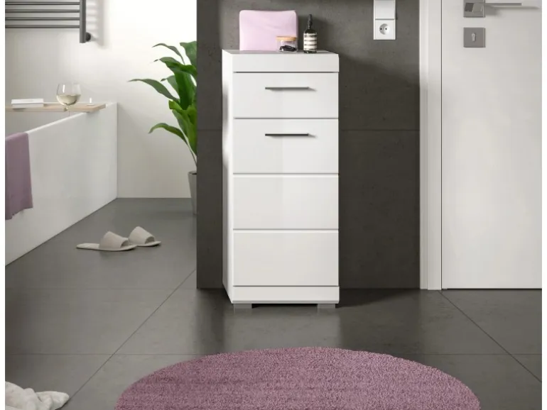 Standschrank 37 cm x 88 cm x 31 cm Front Weiß Hochglanz FSC®