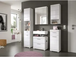 Standschrank 37 cm x 88 cm x 31 cm Front Weiß Hochglanz FSC®