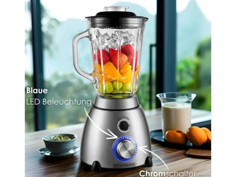 Steinborg SB-7010 Edelstahl Standmixer 1,5 Liter BPA-Frei 600 Watt