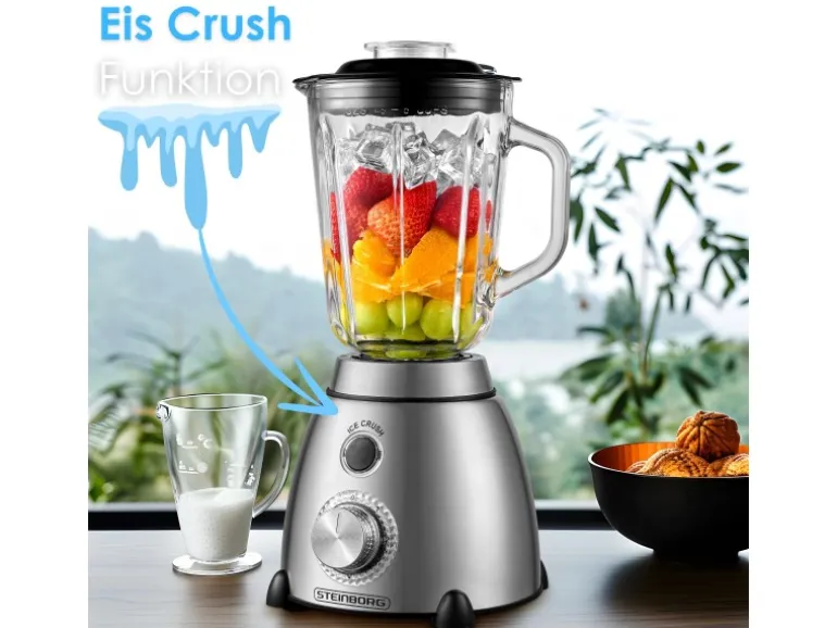 Steinborg SB-7010 Edelstahl Standmixer 1,5 Liter BPA-Frei 600 Watt