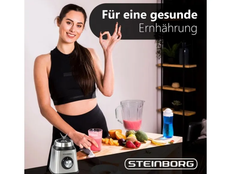 Steinborg SB-7020 Edelstahl Standmixer 1,5 Liter BPA-Frei 800 Watt