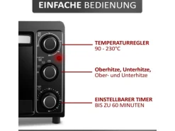 Steinborg SB-3015 Minibackofen 15 Liter 1300 Watt Schwarz