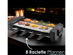 Steinborg SB-2220 Raclette Grill für 8 Personen mit Teilbarer Kombinierter Grillfläche 1500 Watt