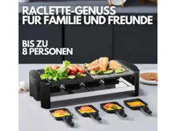 Steinborg SB-2140 Raclette Grill für 8 Personen mit Kombinierter Grillfläche 1300 Watt