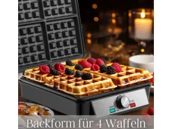 Steinborg SB-2060 Waffeleisen für 4 Waffeln Antihaftbeschichtung 1200 Watt