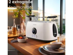 Steinborg SB-2214 XXL 4 Scheiben Toaster Digitales Display 1500 Watt Beige