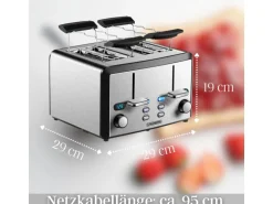 Steinborg SB-2210 XXL 4-fach Toaster 1600 Watt 2x Brötchenaufsatz