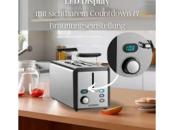 Steinborg SB-2211 XXL Langschlitz Toaster mit Brötchenaufsatz 1500 Watt