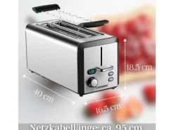 Steinborg SB-2211 XXL Langschlitz Toaster mit Brötchenaufsatz 1500 Watt