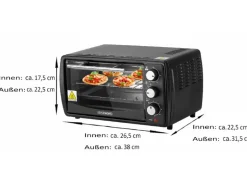 Steinborg SB-3005S Minibackofen 13 Liter 1200 Watt Schwarz