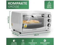 Steinborg SB-3005W Minibackofen 13 Liter 1200 Watt Weiß