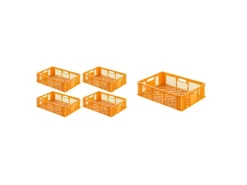 SuperSparSet 5 x Eurobehälter Bäcker- und Konditorenkasten HxBxT 17,1 x 40 x 60 33 Liter Gelb-Orange Brötchenkiste Sstapelbare Bäckerkiste
