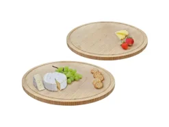 Svita Luigi 2er Bambustablett Schneidebrett Küchenbrett Servierplatte Saftrille