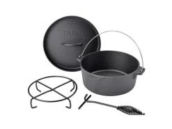Taino Dutch Oven 4L Gusseisen Feuertopf Deckelheber Grillzubehör Dopf
