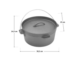 Taino Dutch Oven 4L Gusseisen Feuertopf Deckelheber Grillzubehör Dopf