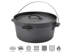 Taino Dutch Oven 4L Gusseisen Feuertopf Deckelheber Grillzubehör Dopf