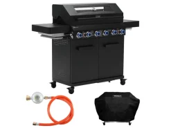 Taino Platinum Yamara Dark 6+2 Gasgrill Set Mit Haube Stahl 6 Brenner Sear-Burner Backburner