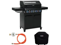 Taino Platinum Yamara Dark 4+2 Set Mit Haube Gasgrill Stahl 4 Brenner Sear-Burner Backburner