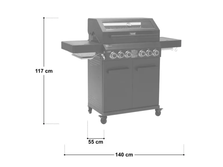 Taino Platinum Yamara Dark 4+2 Set Mit Haube Gasgrill Stahl 4 Brenner Sear-Burner Backburner
