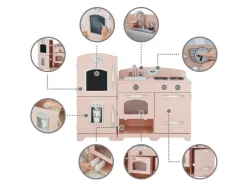 Teamson Kids Große Holzspielküche Spielherdset mit Zubehör Rosa