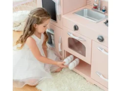 Teamson Kids Große Holzspielküche Spielherdset mit Zubehör Rosa