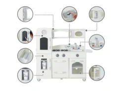 Teamson Kids Kinderküche Spielküche mit Zubehör für Kinder Weiß