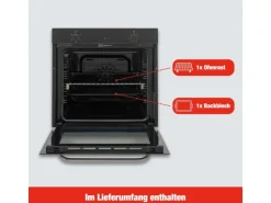 Telefunken Backofen Einbaubackofen Autark 78 Liter Hot Air Shield 60 cm Einbau Ofen Ohne Kochfeld Schwarz