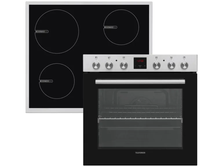 Telefunken Einbauherd-Set Backofen mit Induktionskochfeld 4 Zonen Teleskopauszug 78 Liter B-HS-75-I-I
