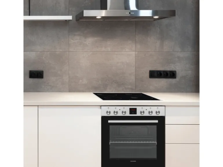 Telefunken Einbauherd-Set Backofen mit Induktionskochfeld 4 Zonen Teleskopauszug 78 Liter B-HS-75-I-I