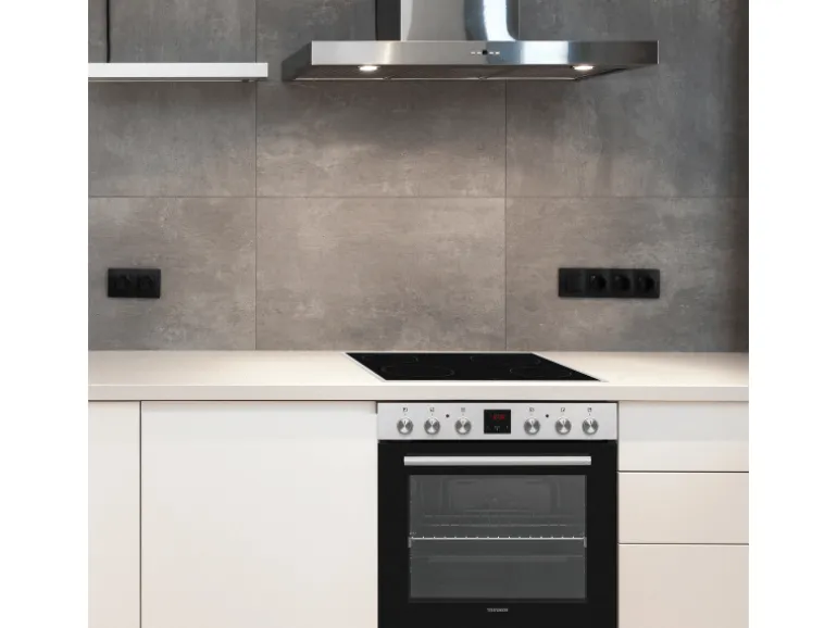 Telefunken Einbauherd-Set Backofen mit Glaskeramik-Kochfeld 4 Zonen Teleskopauszug 78 Liter B-HS-75-C-I