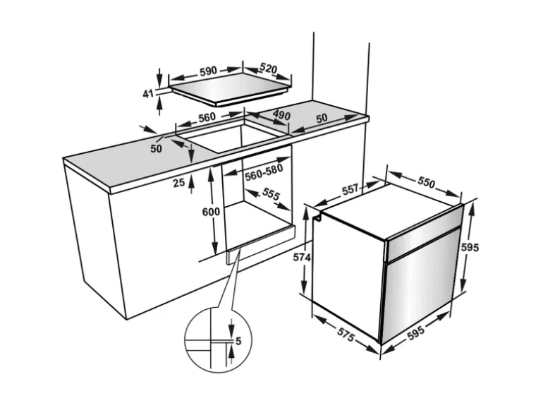Telefunken Einbauherd-Set Backofen mit Glaskeramik-Kochfeld 4 Zonen Teleskopauszug 78 Liter B-HS-75-C-I