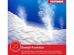 Telefunken Waschmaschine 9kg 1400 U/Min. Dampffunktion Inverter Motor AquaStop 15 Programme W-9-1400-A-W
