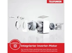 Telefunken Waschmaschine 9kg 1400 U/Min. Dampffunktion Inverter Motor AquaStop 15 Programme W-9-1400-A-W