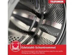 Telefunken Waschmaschine 7kg 1400 U/Min Inverter Motor AquaStop 15 Programme W-7-1400-A-W