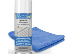 Toldoro Set 1x Edelstahl Pflegespray 400ml  Edelstahlreiniger für Küche oder Grill Edelstahlpflege Spray als Reinigungsmittel oder Metallreiniger