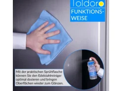 Toldoro Set 1x Edelstahl Pflegespray 400ml  Edelstahlreiniger für Küche oder Grill Edelstahlpflege Spray als Reinigungsmittel oder Metallreiniger