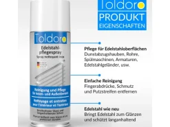 Toldoro 12x Edelstahl Pflegespray 400ml  Edelstahlreiniger für Küche oder Grill Edelstahlpflege Spray als Reinigungsmittel oder Metallreiniger