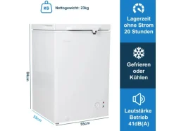 Tronitechnik Gefriertruhe Kühltruhe Borgar Pro Mit 2In1 Gefrier- Und Kühlfunktion | 110 Liter 169Kwh/Jahr | Led-Licht