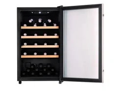 Tronitechnik Weinkühlschrank Getraenkekühlschrank 126 Liter 63 Flaschen Wein Kühlschrank Edelstahl-Optik Mit Led